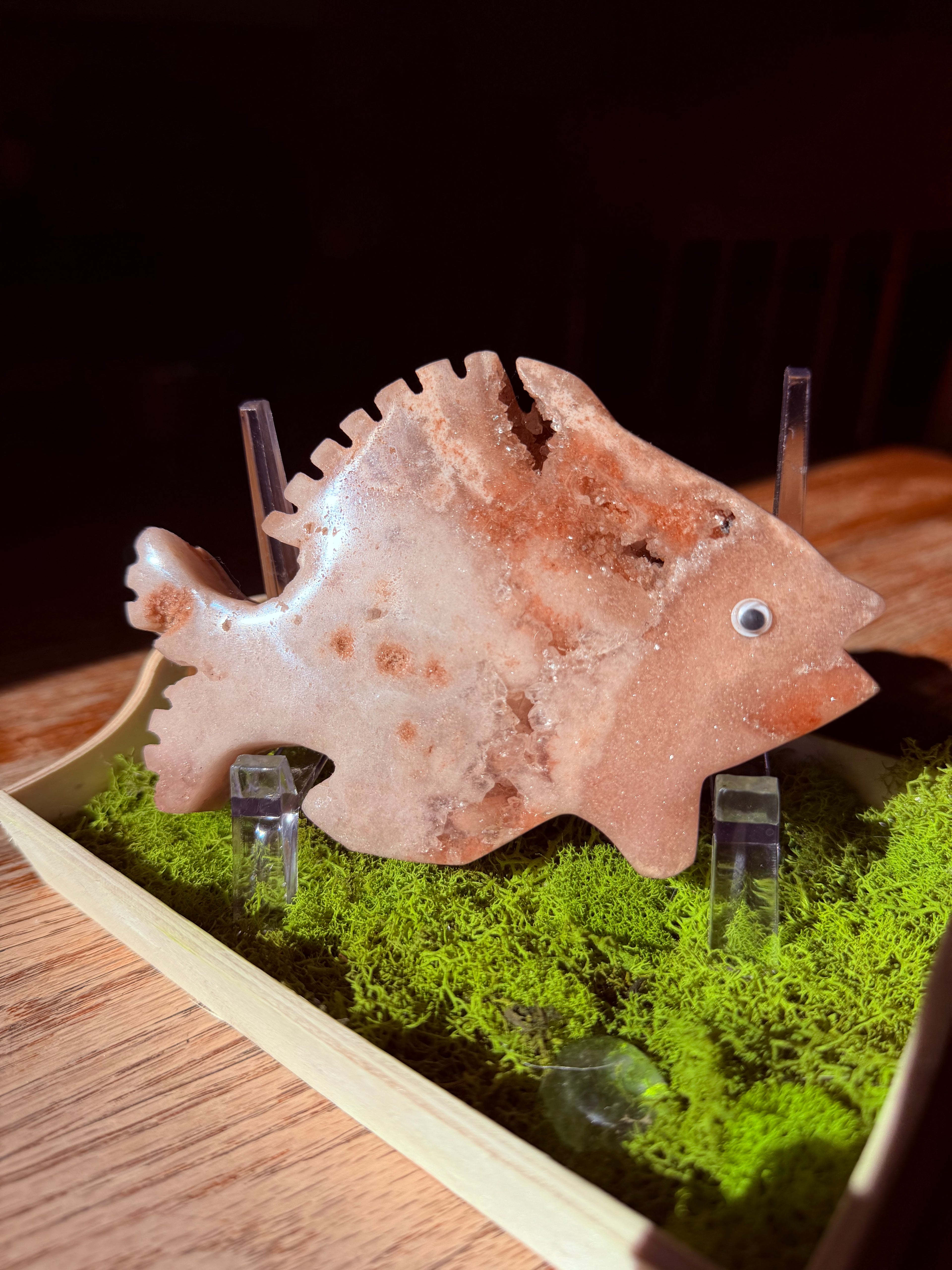 Pink Amethyst Fish Carving from Brazil