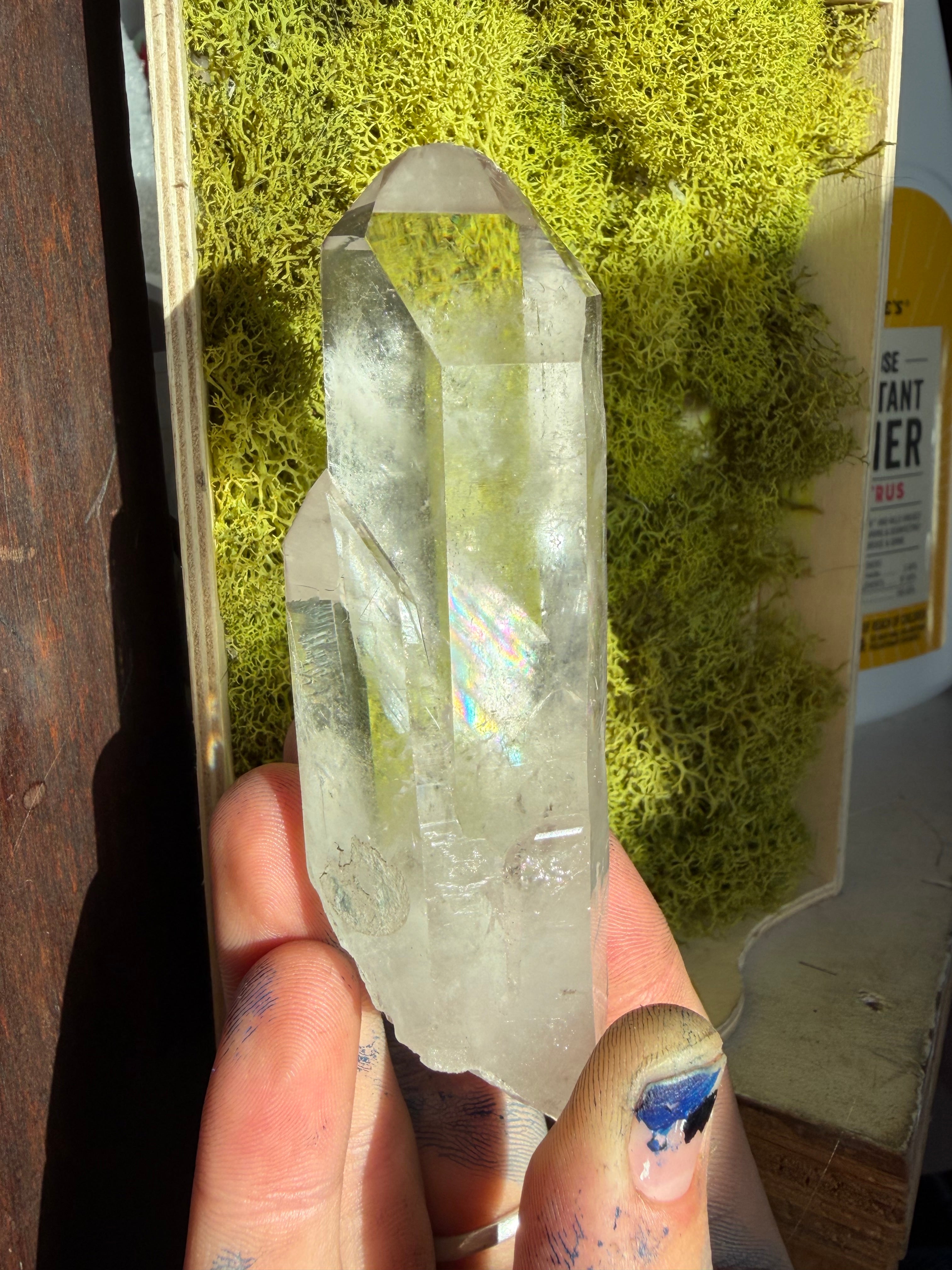 Clear Double Twin Point Lemurian Quartz Crystal