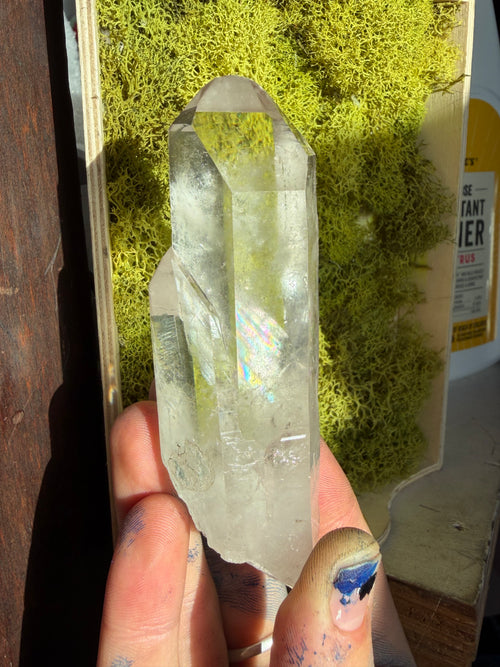 Clear Double Twin Point Lemurian Quartz Crystal