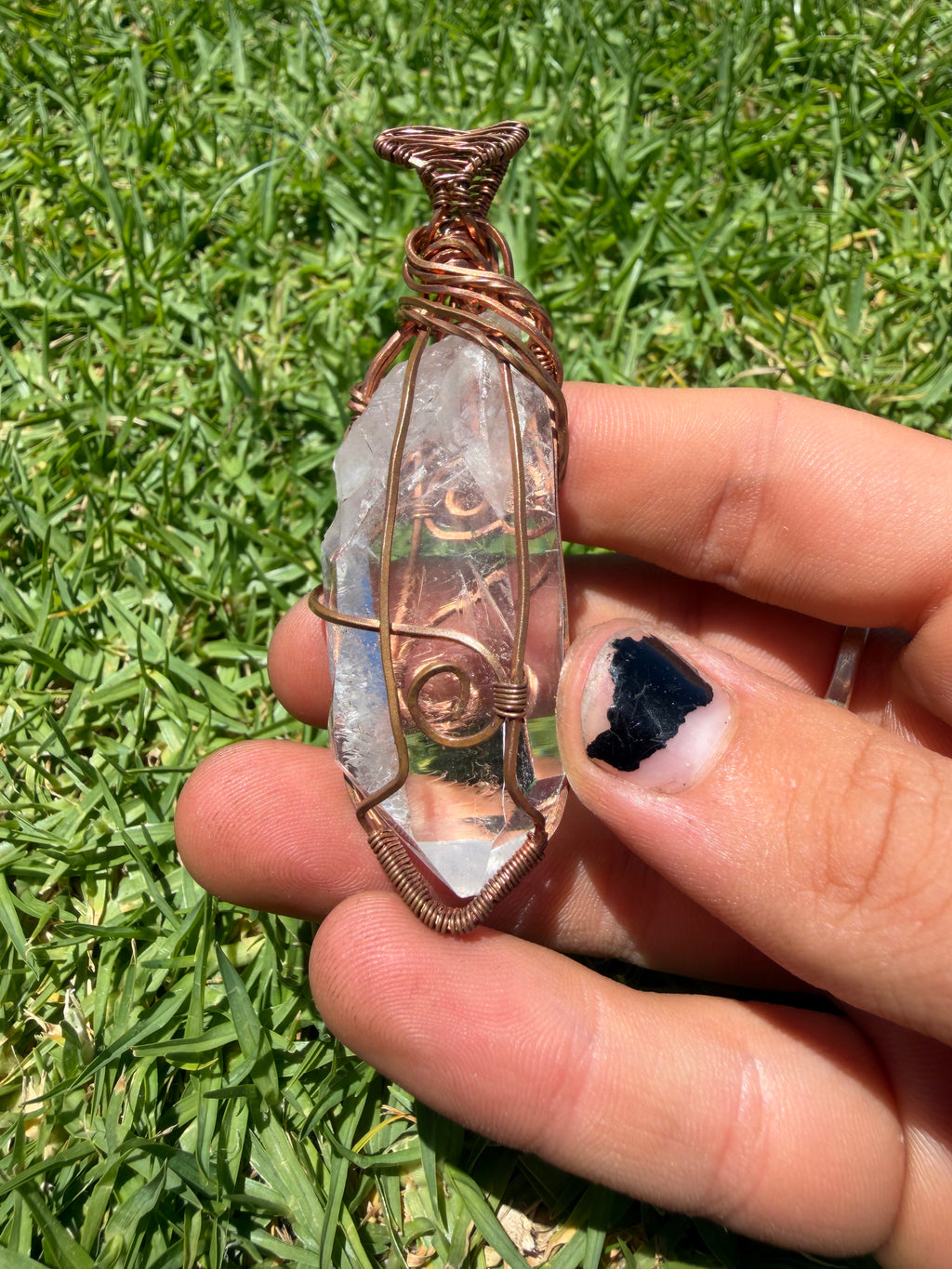 Handmade Lemurian Quartz Wire Wrapped Pendant