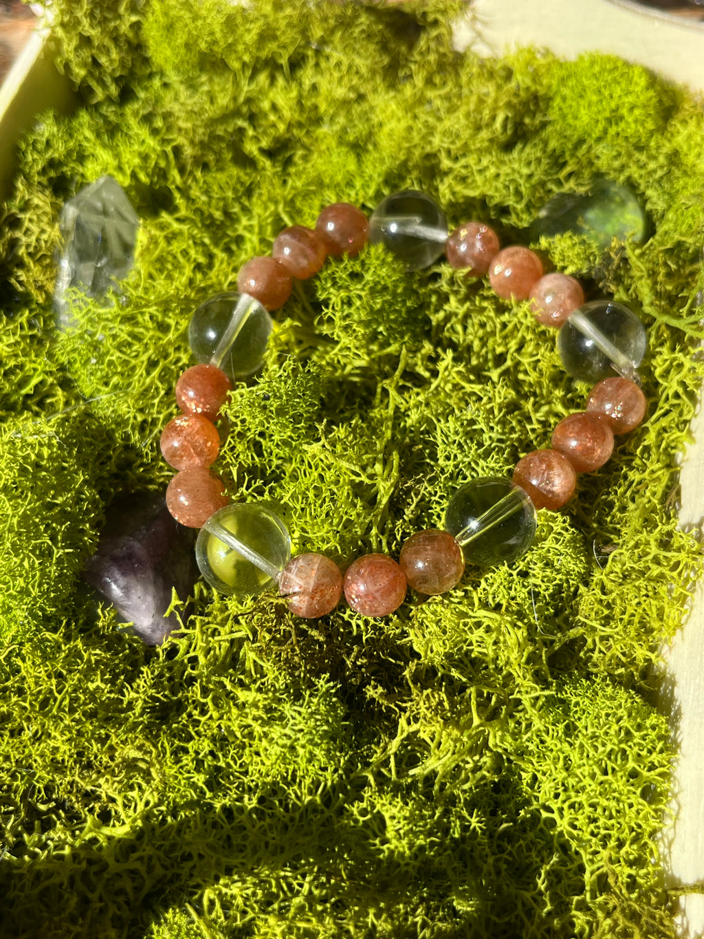 AAA Quality Confetti Sunstone & AAA Quartz Bracelet