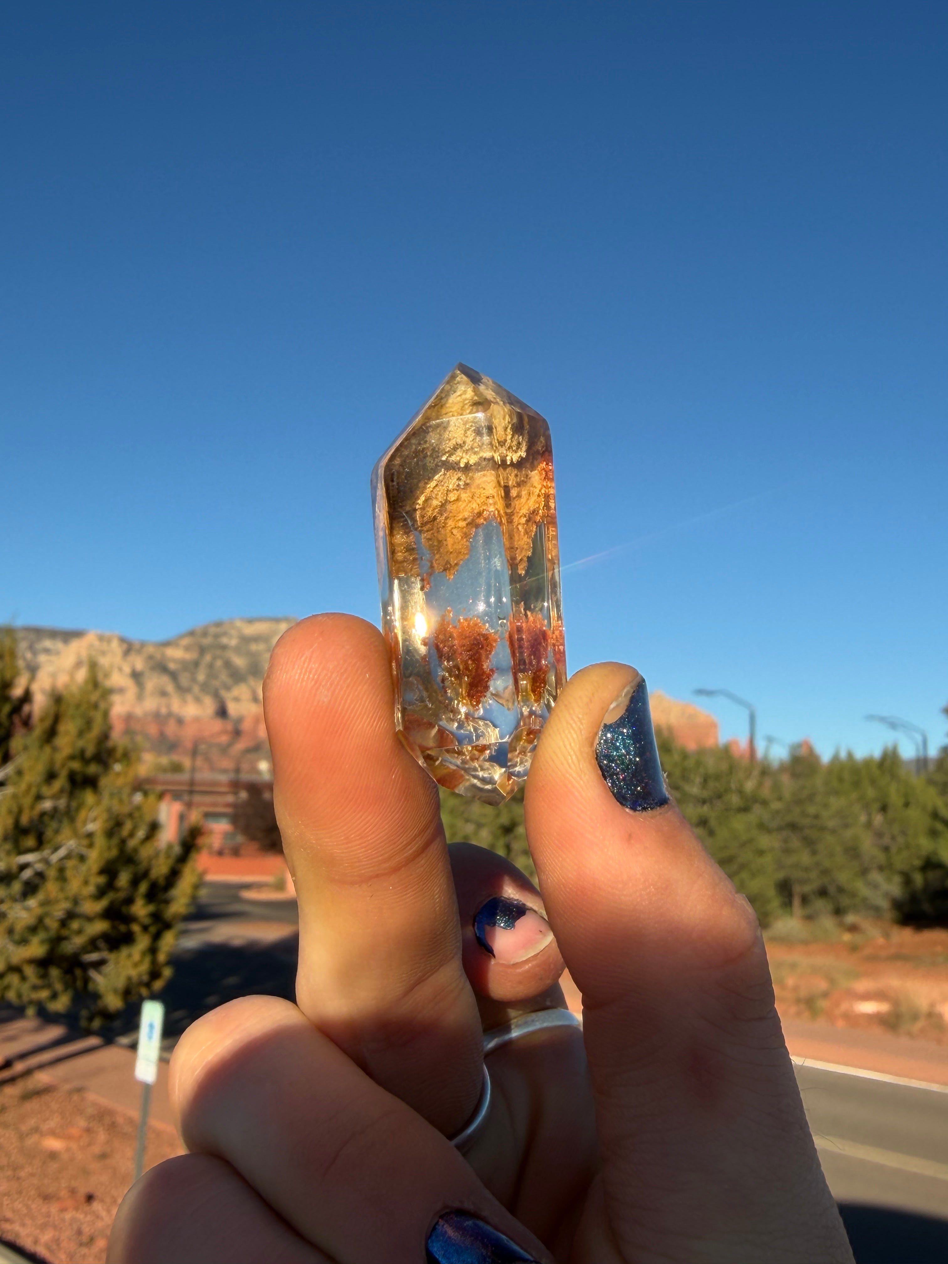 Natural Citrine with Lodalite Inclusions from Brazil