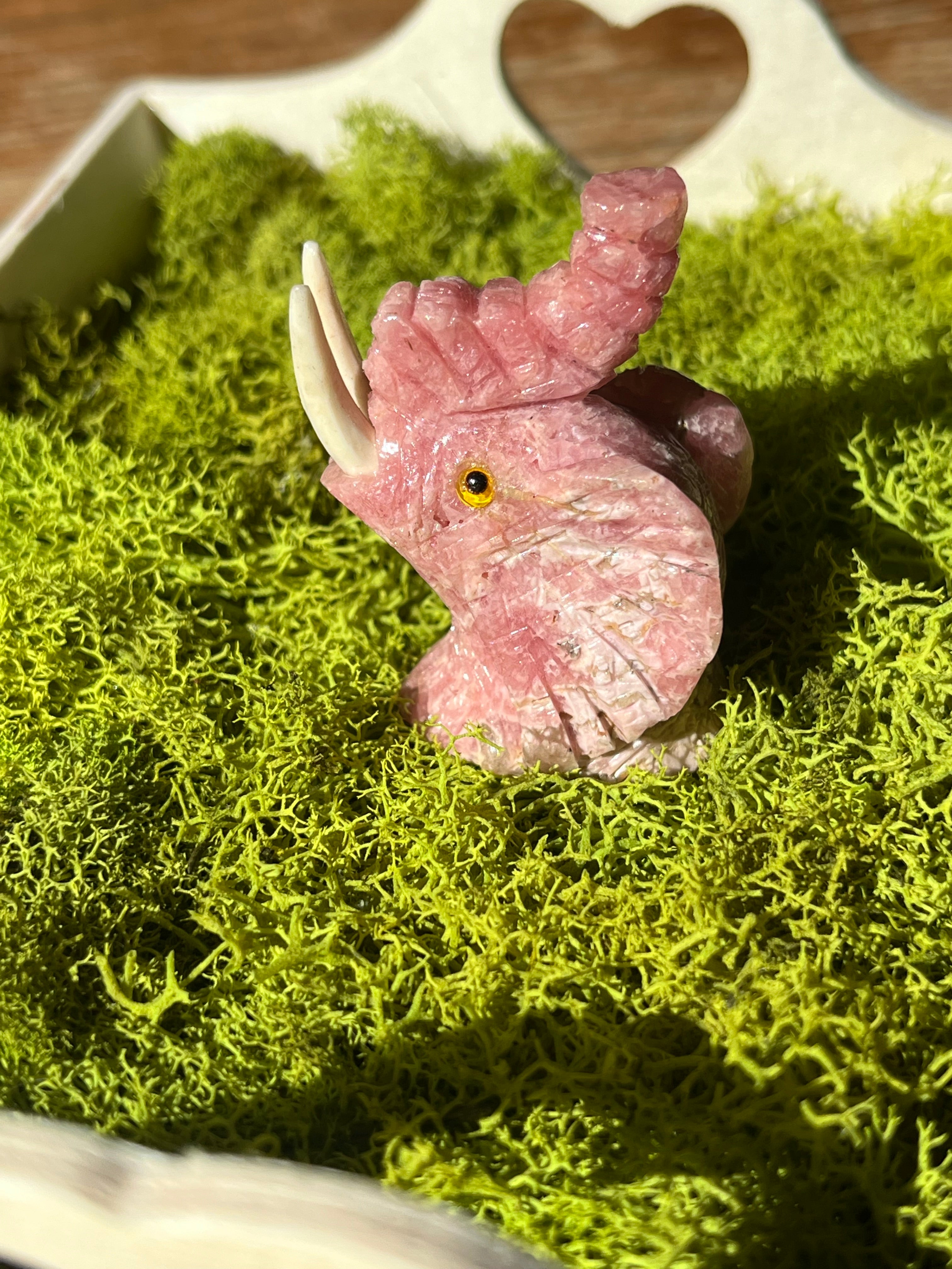 Rhodochrosite Elephant Carving