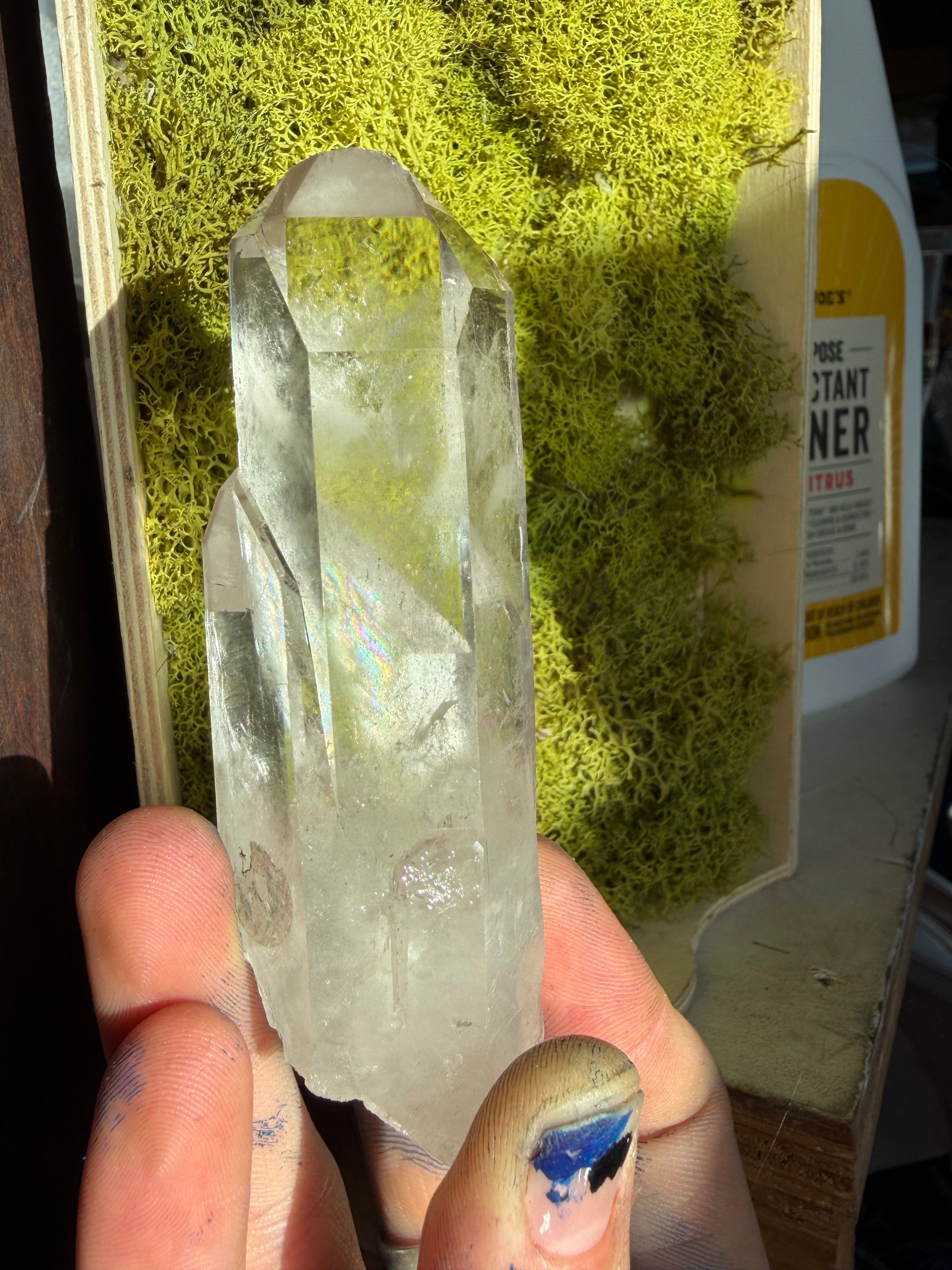Clear Double Twin Point Lemurian Quartz Crystal