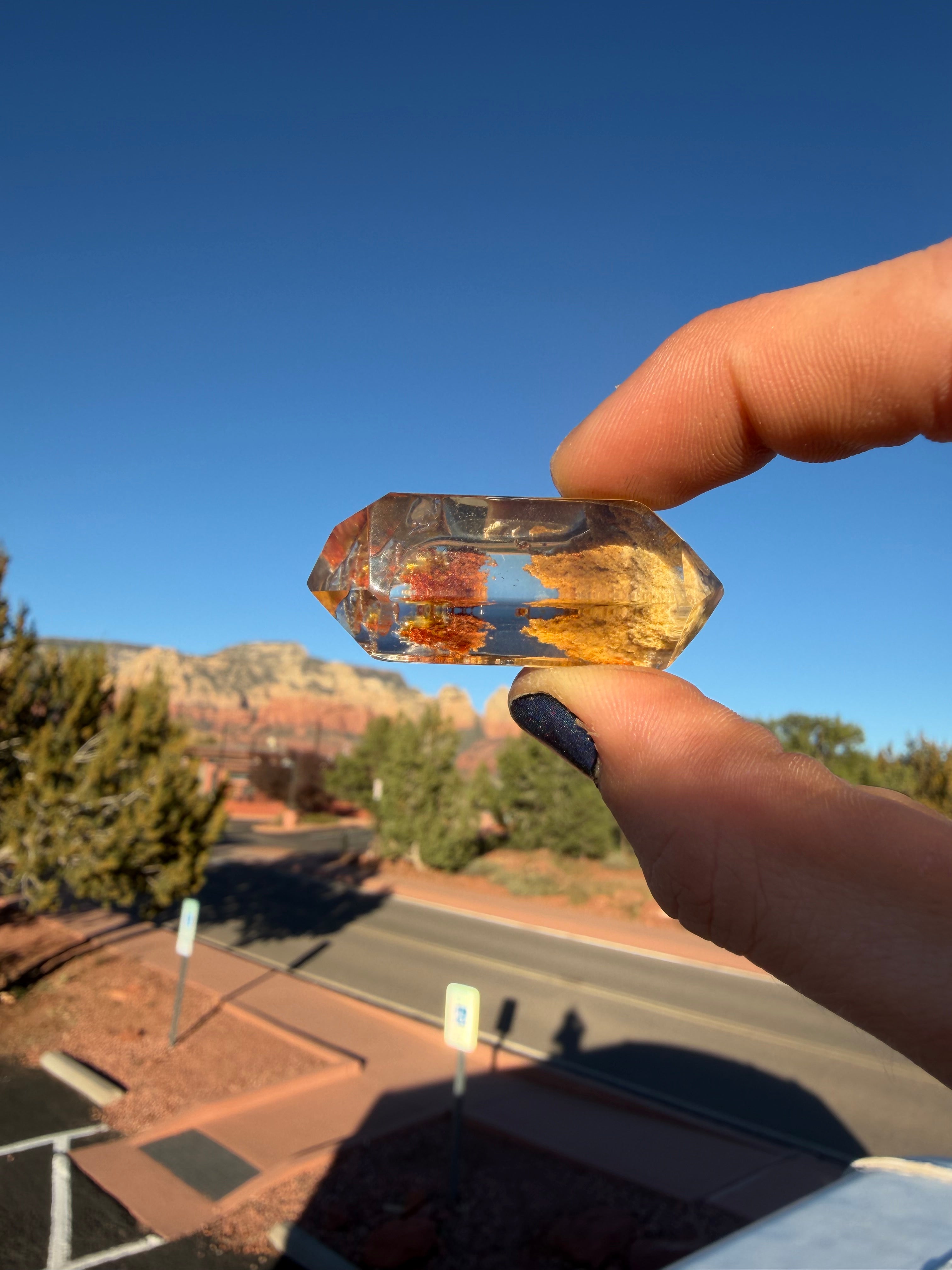 Natural Citrine with Lodalite Inclusions from Brazil