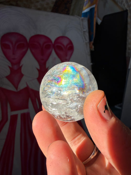Clear Quartz Sphere with Rainbows