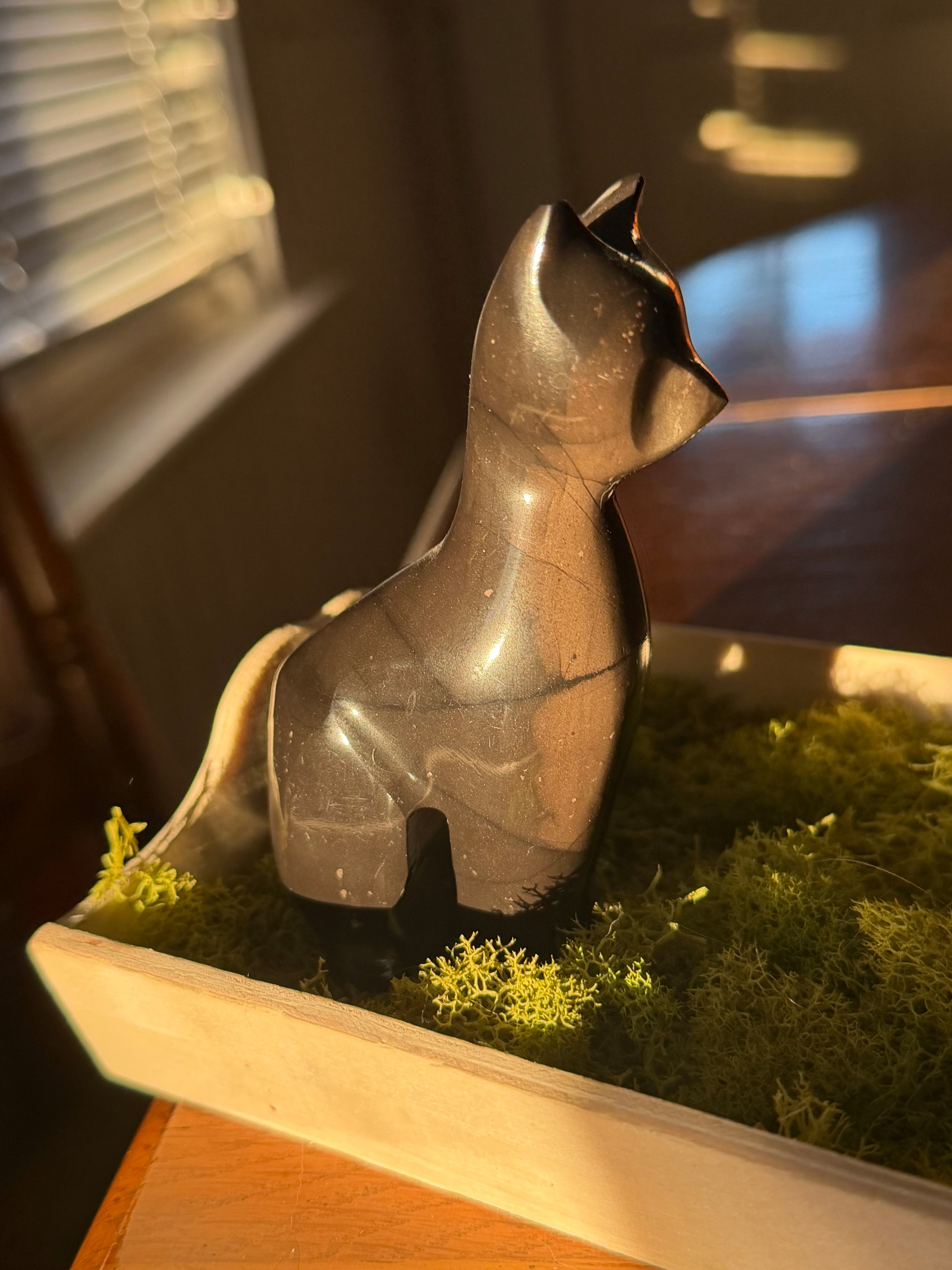 Black Onyx Cat Carving