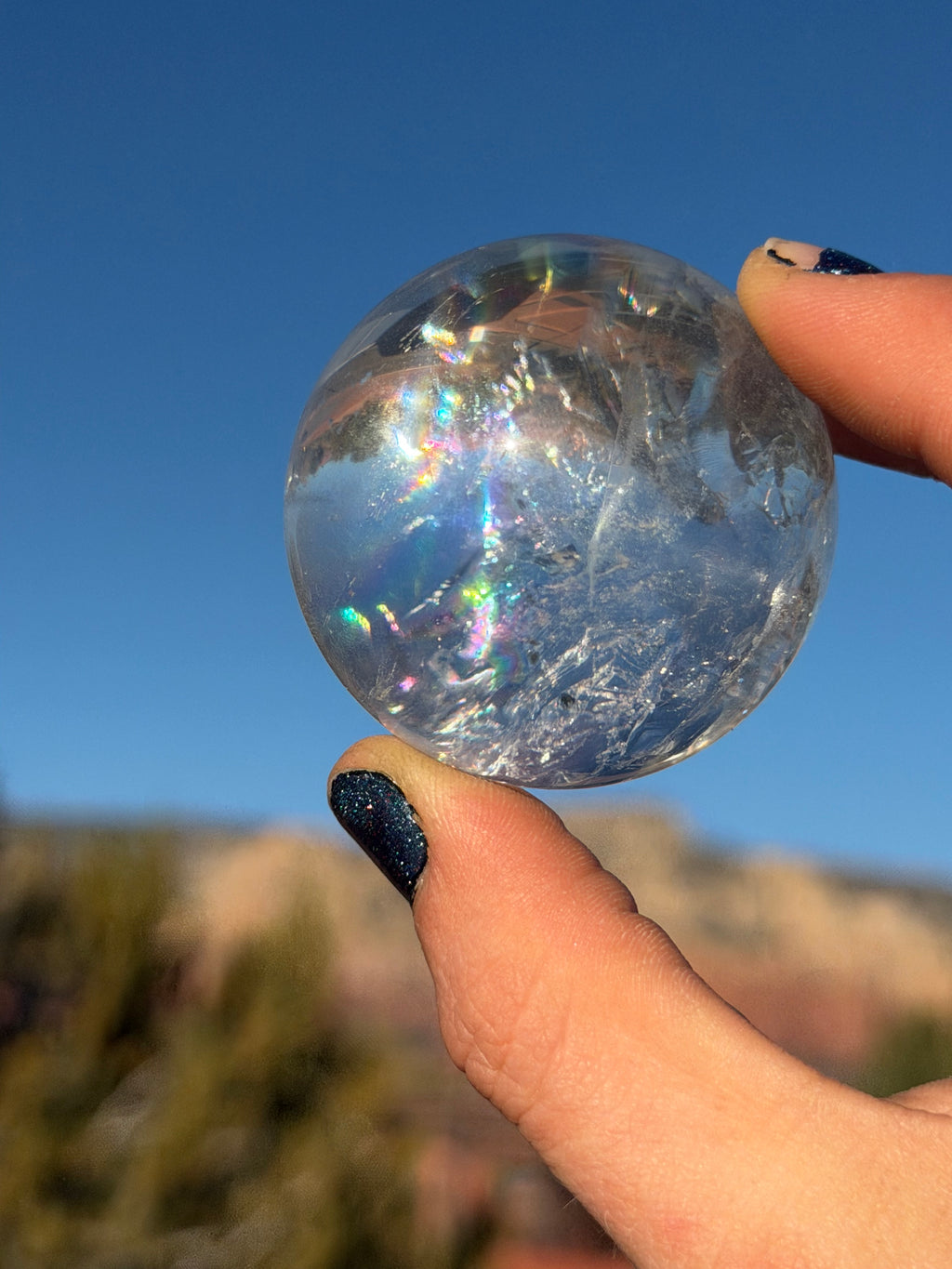 Rainbow Lemurian Quartz Sphere from Brazil