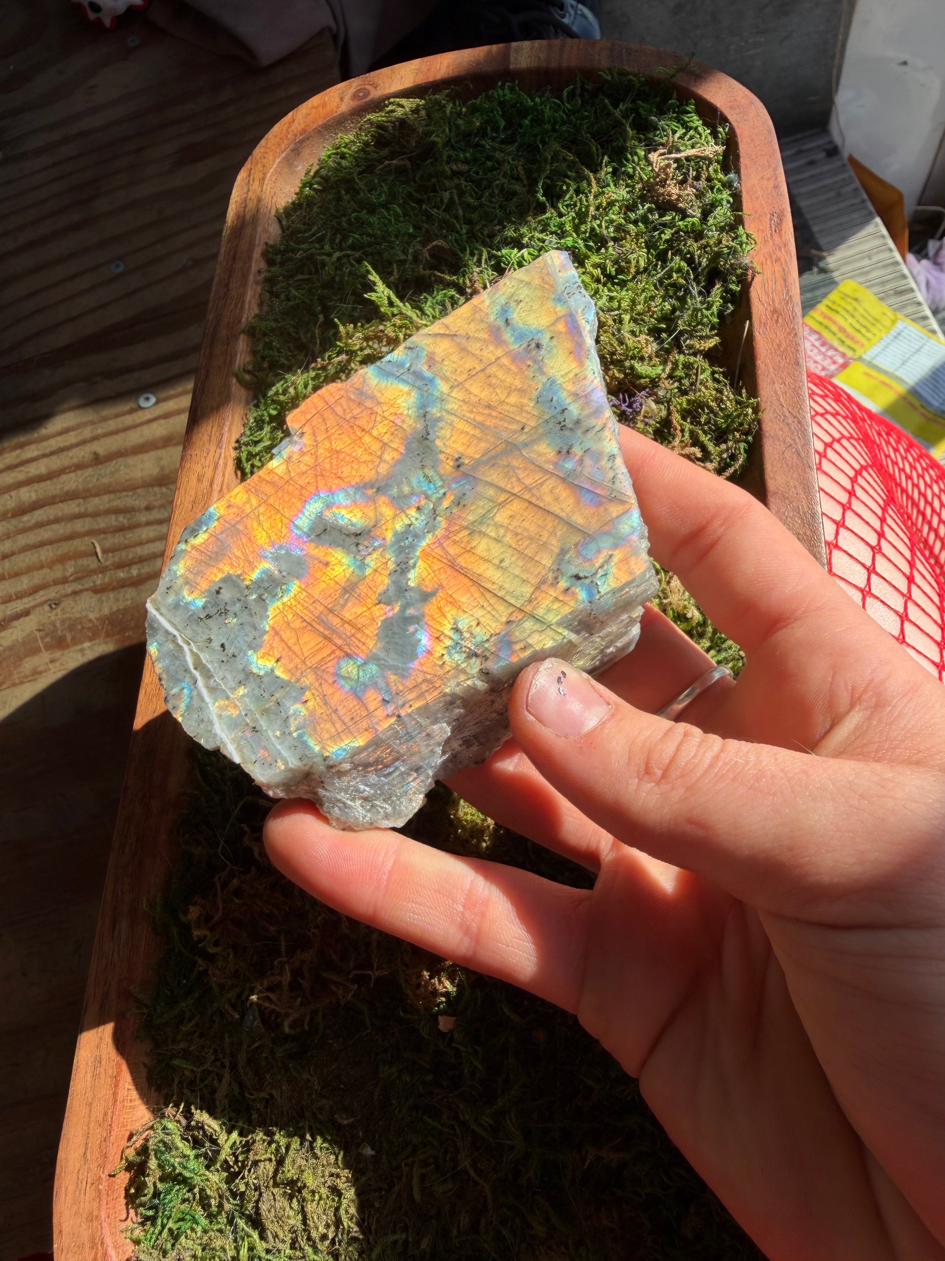 Orange Flash Labradorite Slab from Madagascar