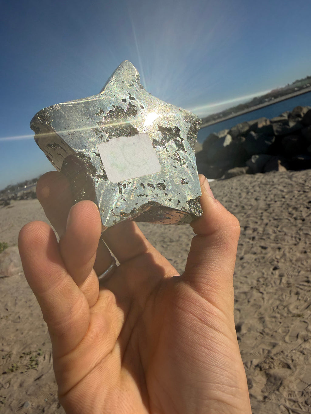 Sparkly Pyrite Star Carving
