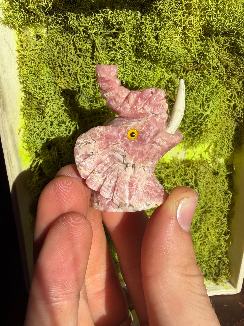 Rhodochrosite Elephant Carving from Argentina