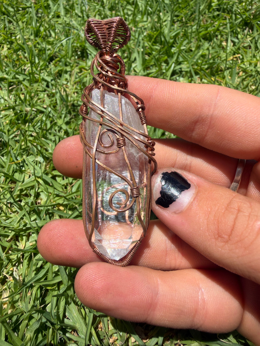 Handmade Lemurian Quartz Wire Wrapped Pendant