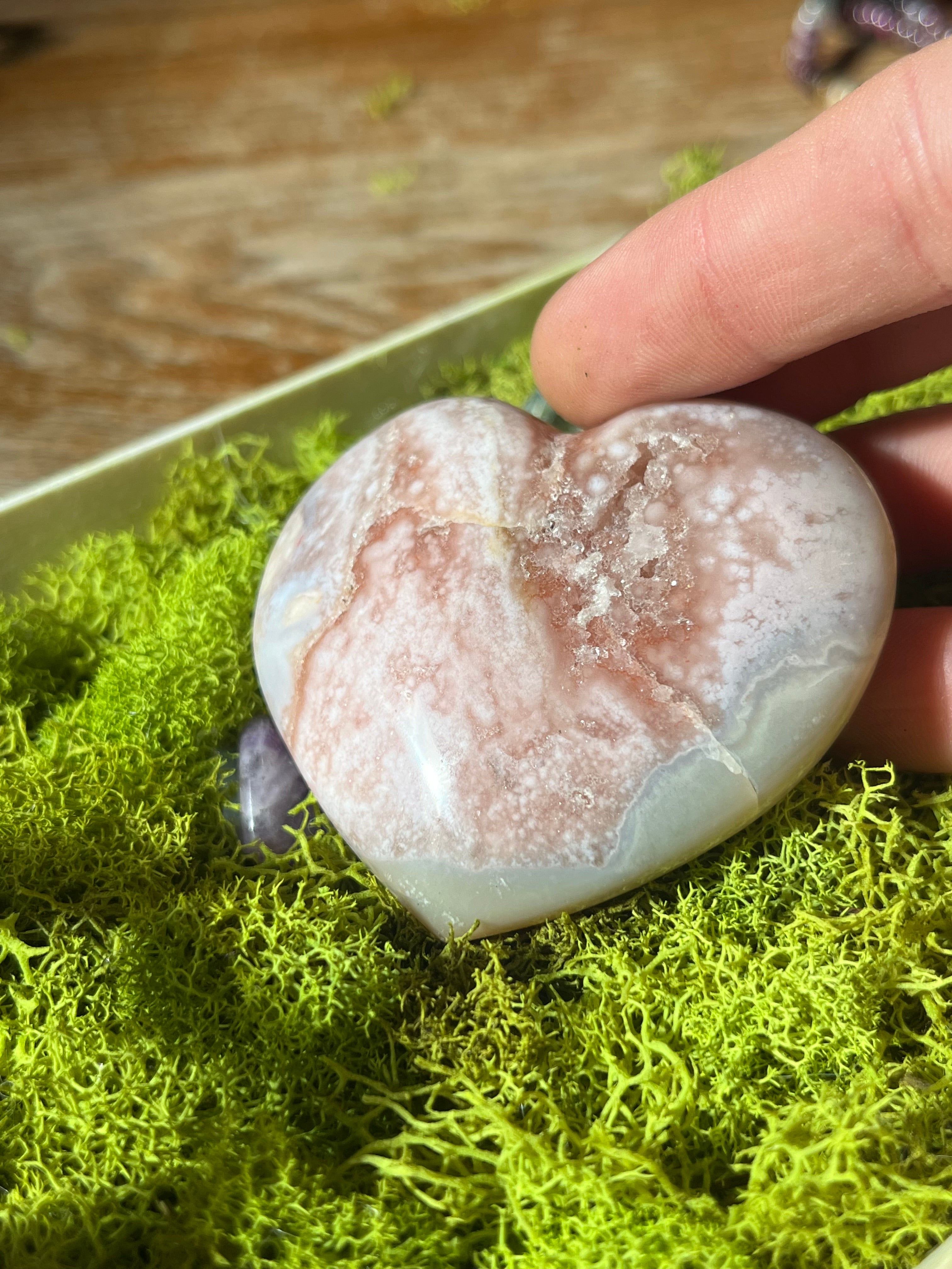 Pink Amethyst Flower Agate Heart