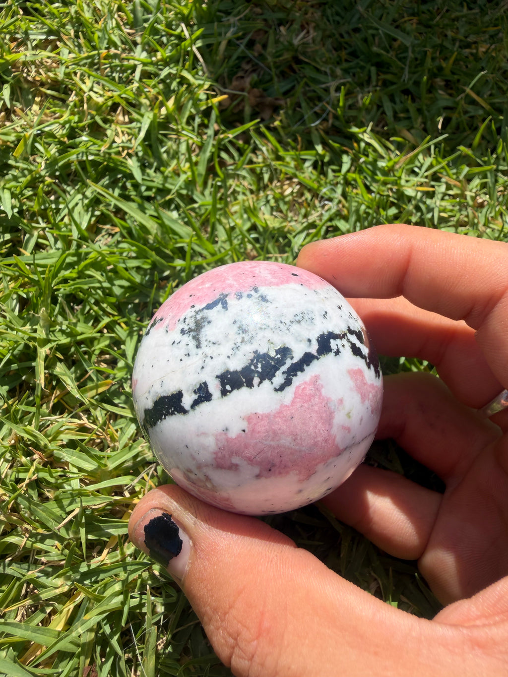Pink Rhodonite Sphere from Peru