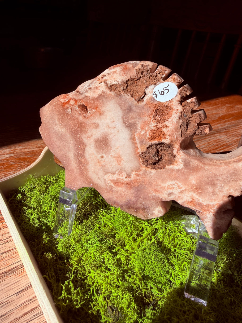 Pink Amethyst Fish Carving from Brazil