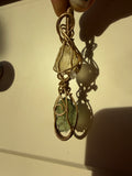 Moldavite, Libyan Desert Glass & Quartz Wire Wrap