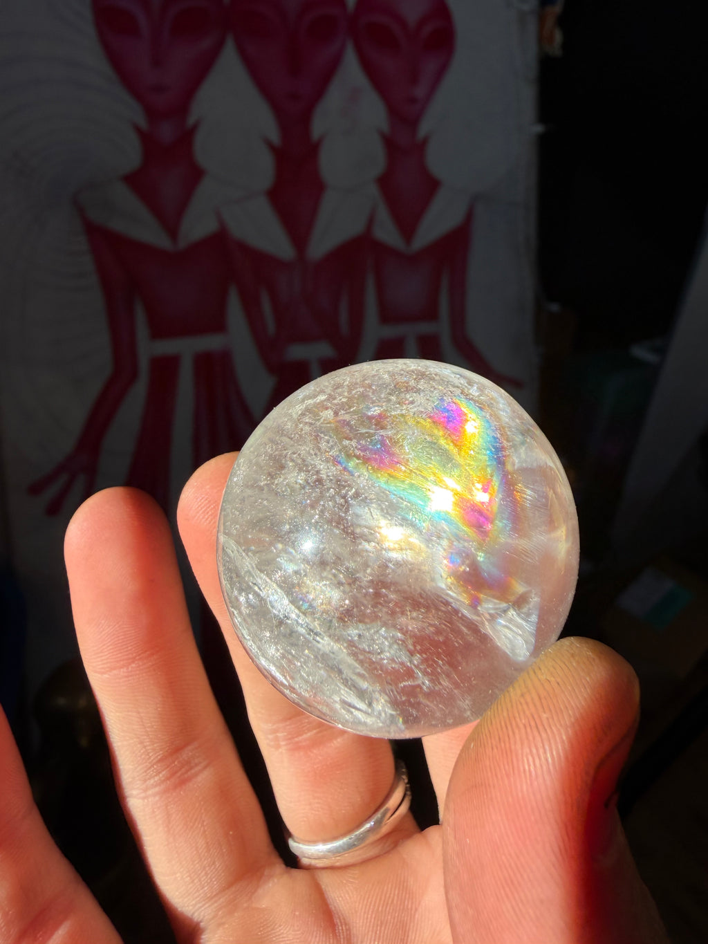 Clear Quartz Sphere with Rainbows