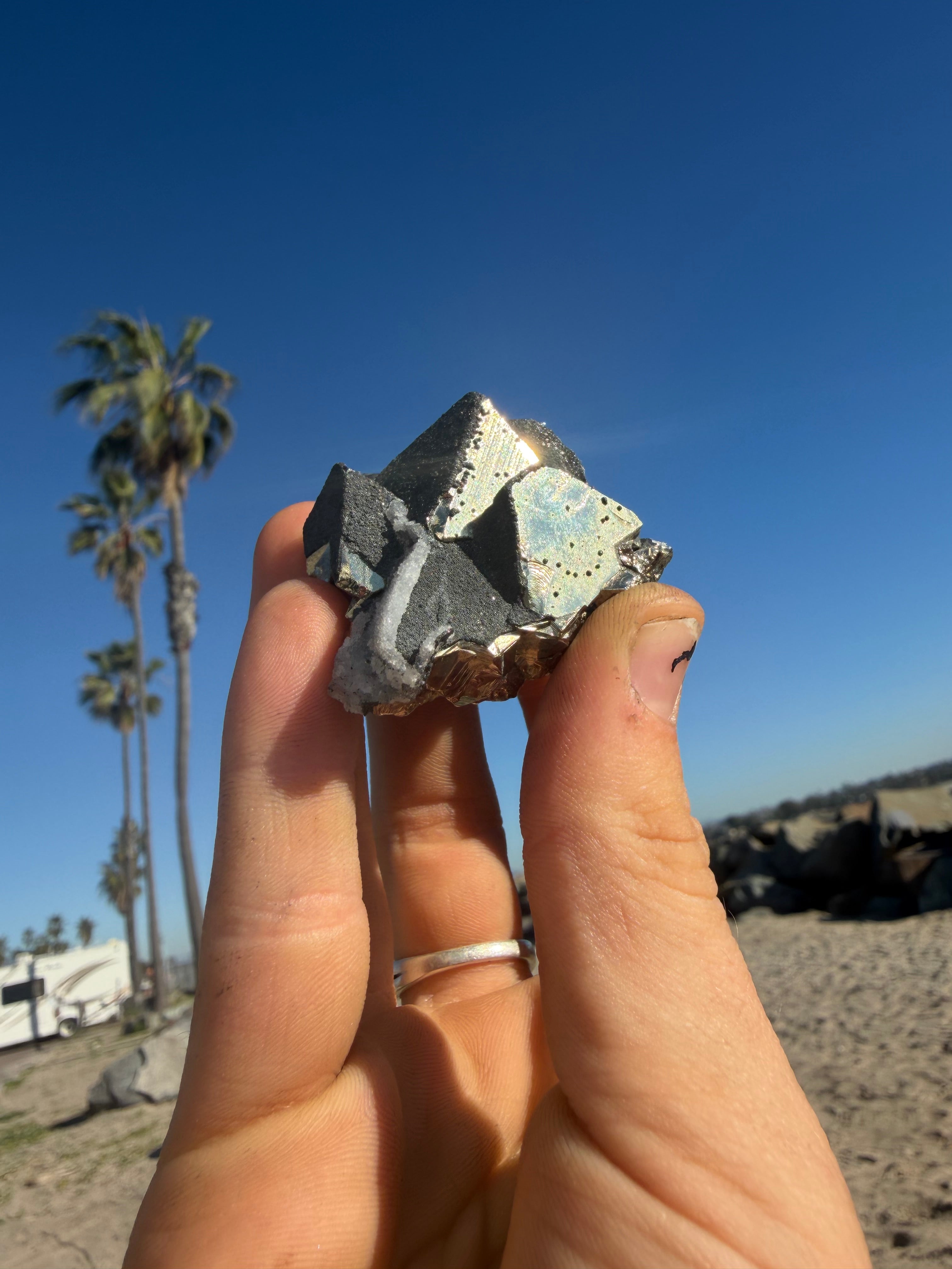 Peruvian Pyrite Cluster w/ Sugary Quartz Coating