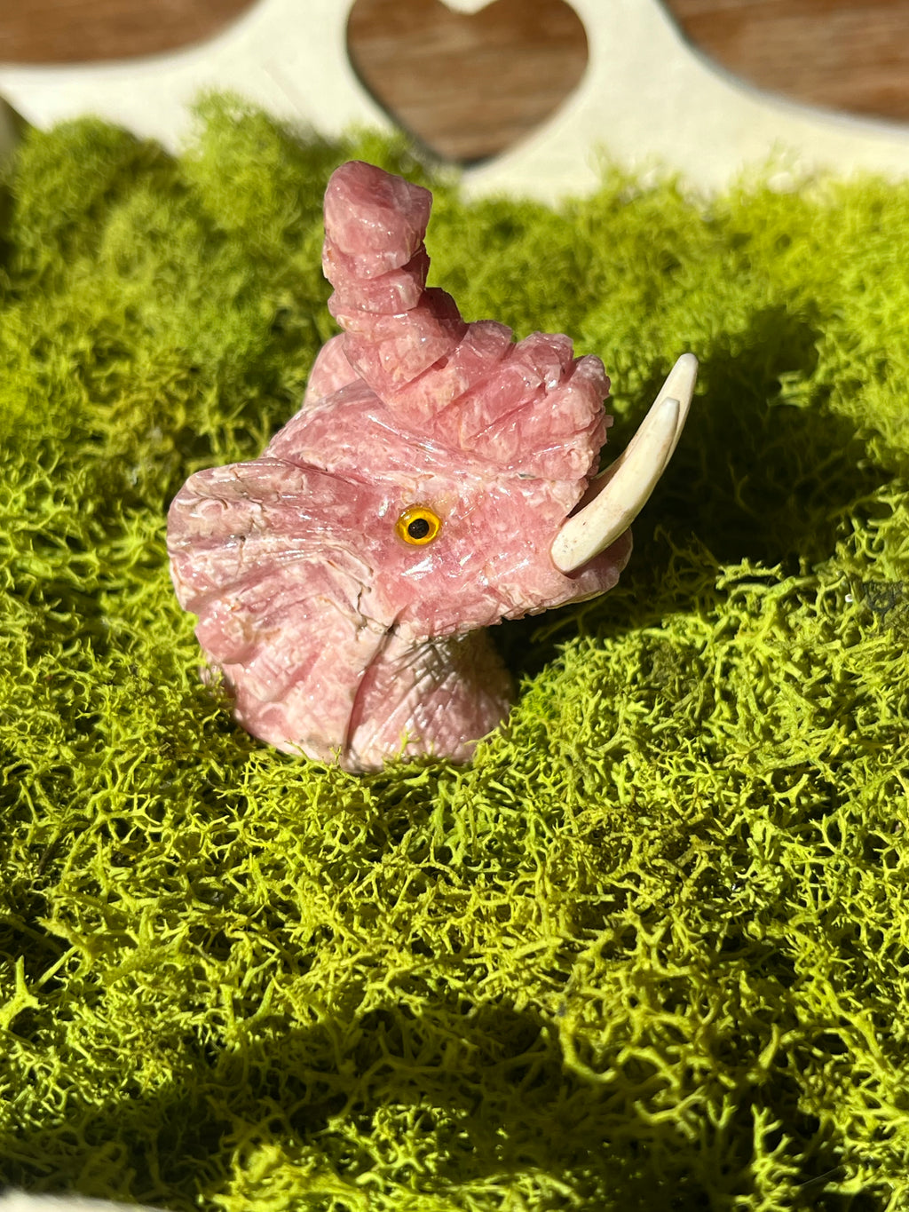 Rhodochrosite Elephant Carving