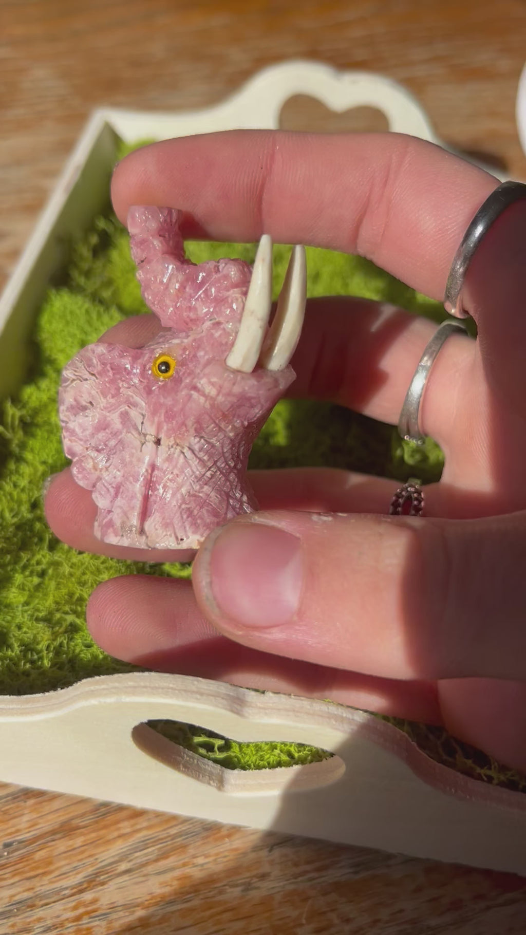 Rhodochrosite Elephant Carving