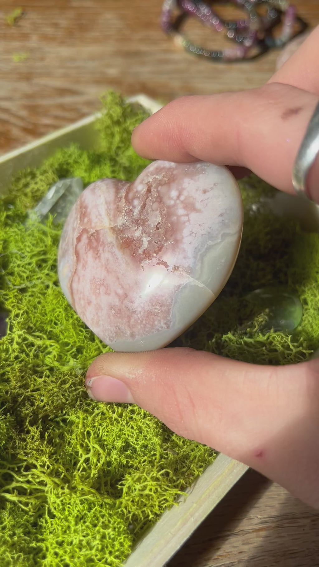 Pink Amethyst Flower Agate Heart