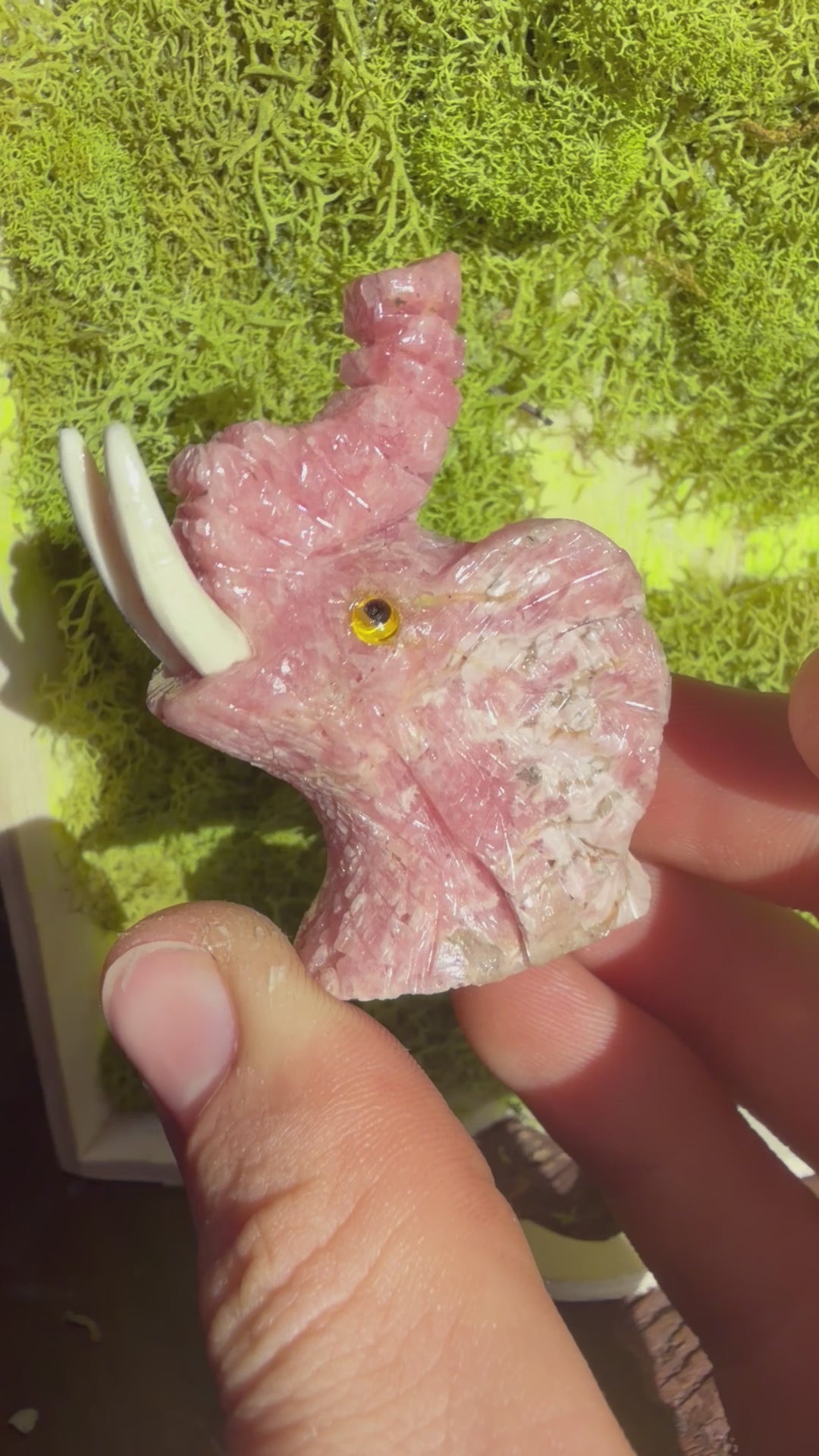Rhodochrosite Elephant Carving from Argentina