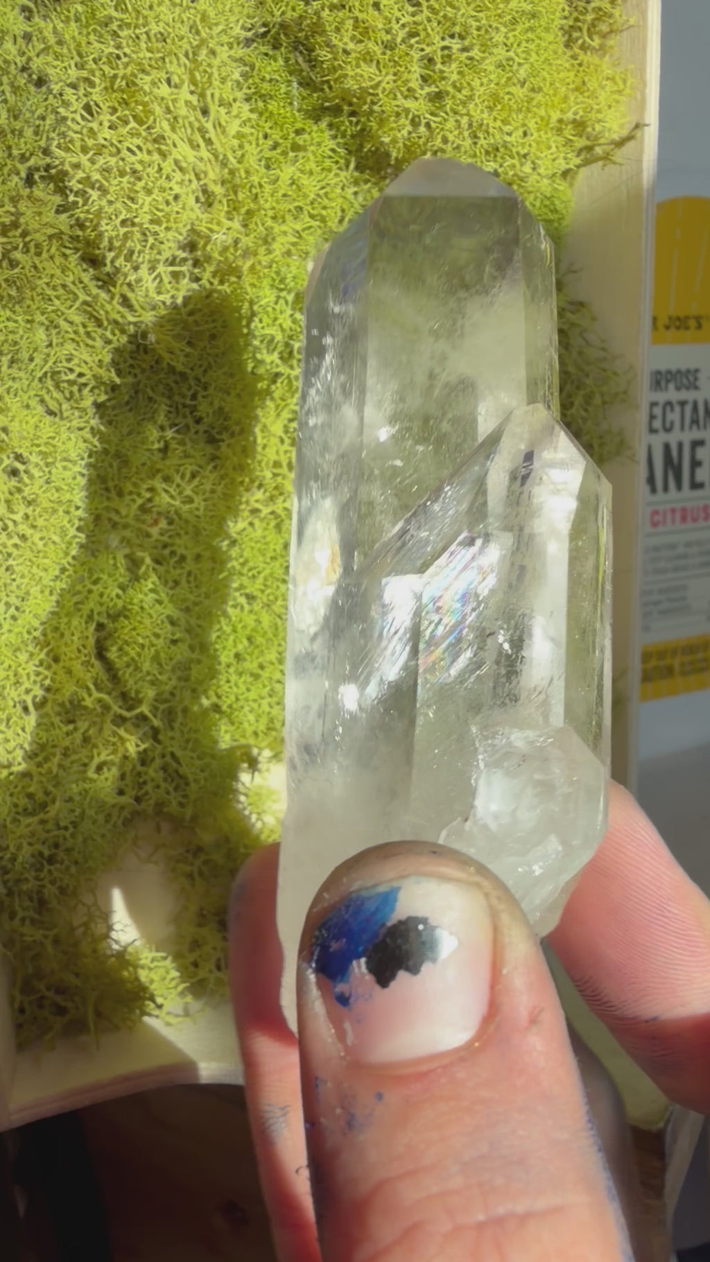 Clear Double Twin Point Lemurian Quartz Crystal